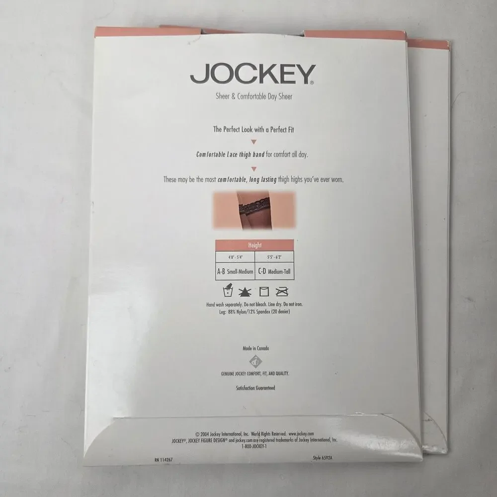Vintage Thigh Highs Jockey Sheer Stockings Sandalfoot Pinup Nylons Small Medium